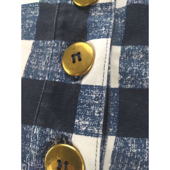 Duffield Lane Checkered cotton spandex sleeveless Large button detail dress US L - Picture 8 of 16
